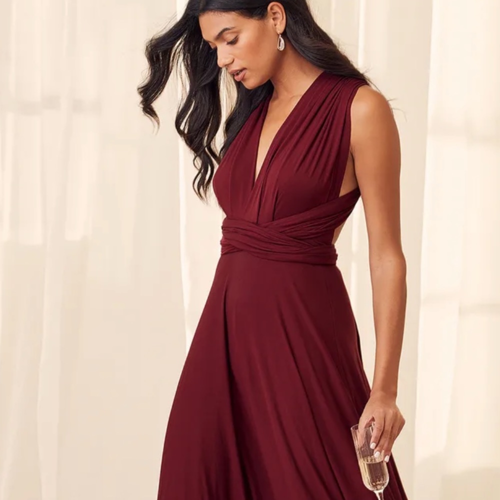Lulus Tricks of the Trade Burgundy Maxi Dress